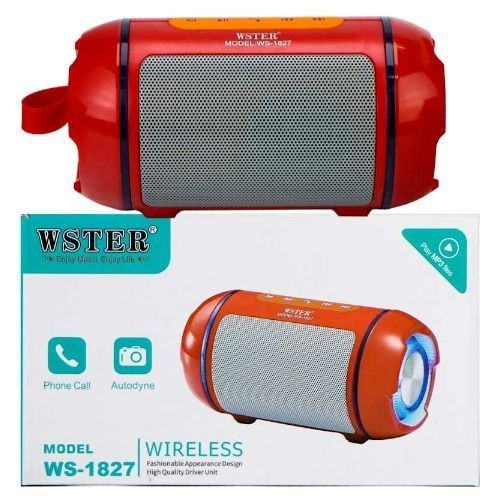Wster Ws- 1827 Portable Wireless Bluetooth Speaker - Red,Silver