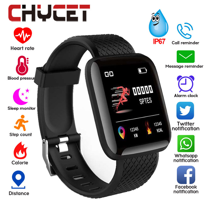 116 PLUS Smart Bracelet Blood Pressure Measurement Waterproof Fitness Tracker Watch Heart Rate Monitor Pedometer Smart Band