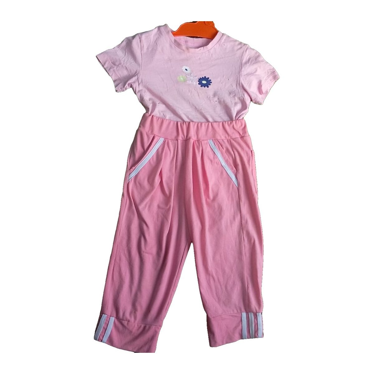 Girls' Pink Two-Piece Top and Trouser Set