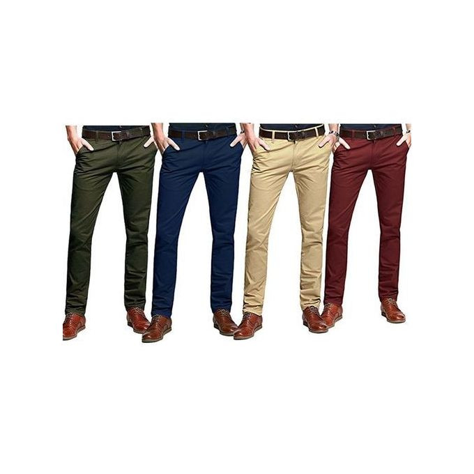 Other 4 Pack of Men's Khaki Stretcher Trousers Gentle Trousers  men Trousers - Multicolor