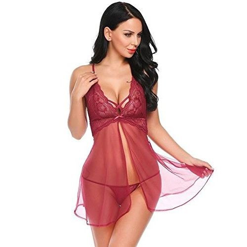 Generic Women's Night Dress Night Wear Lingerie  - Red, Design May Vary