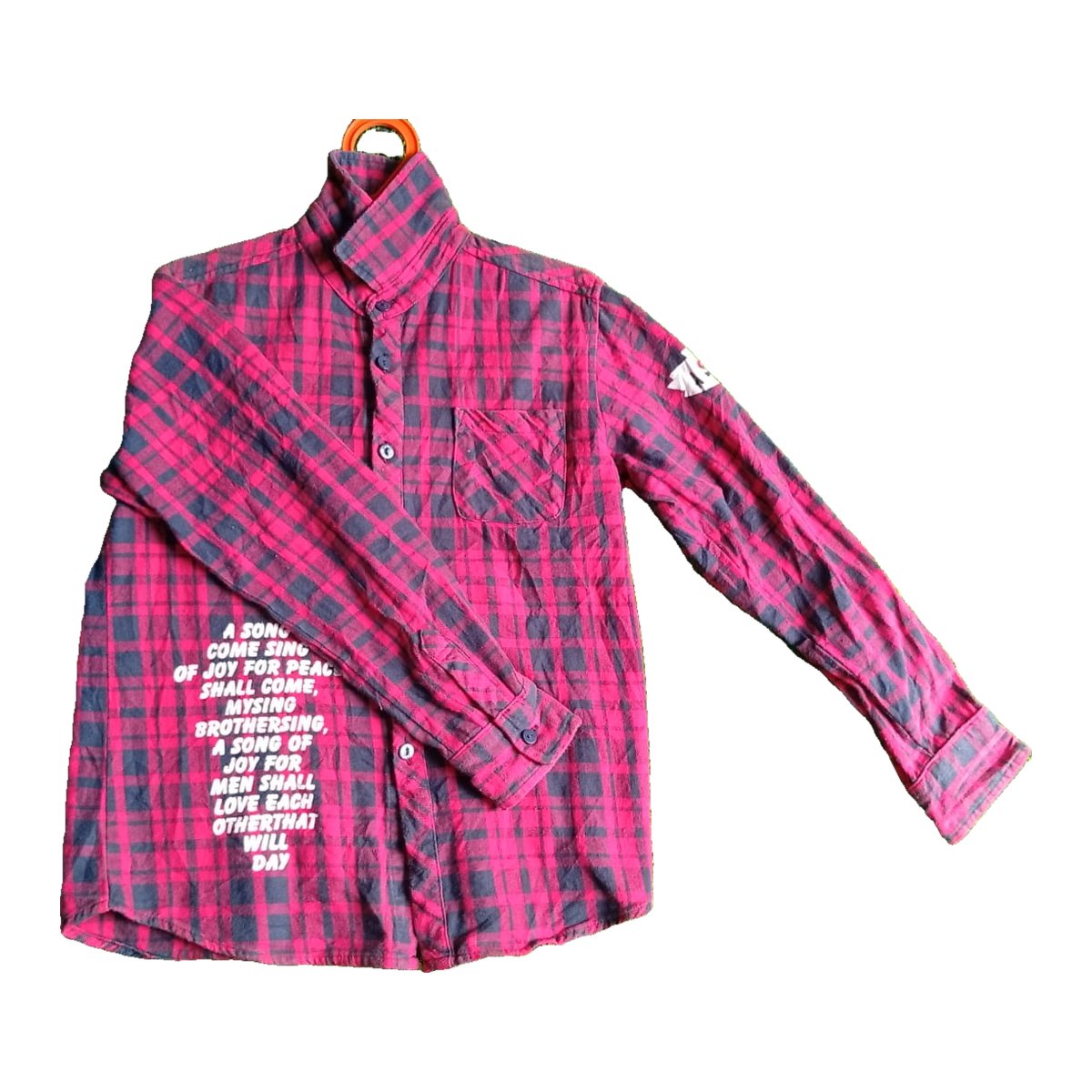Kids' Pink and Black Buffalo Check Shirt with Slogan Print