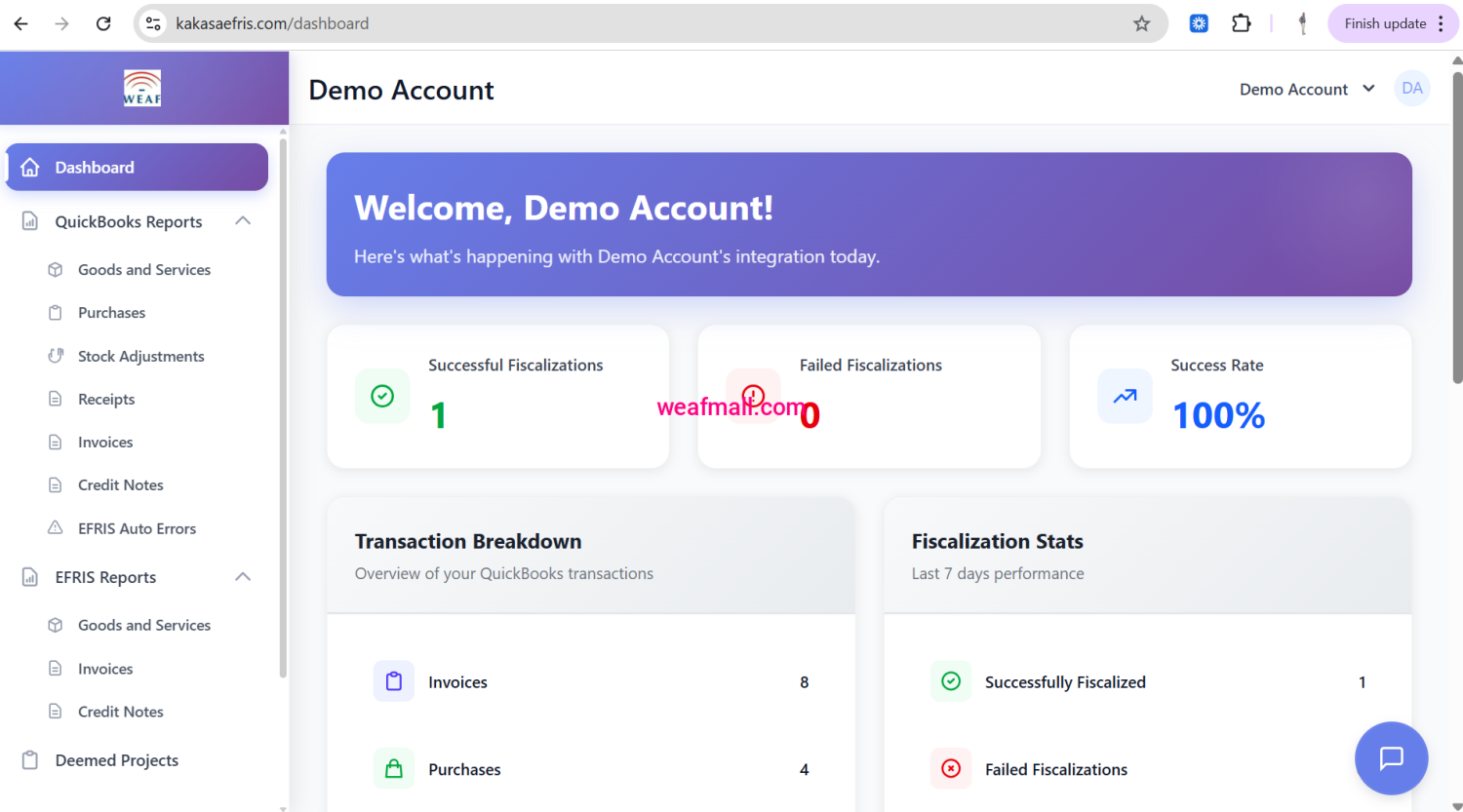 QuickBooks Online Integration to EFRIS Using the Weaf EFRIS API & Cloud Connector on KakasaEfris.com