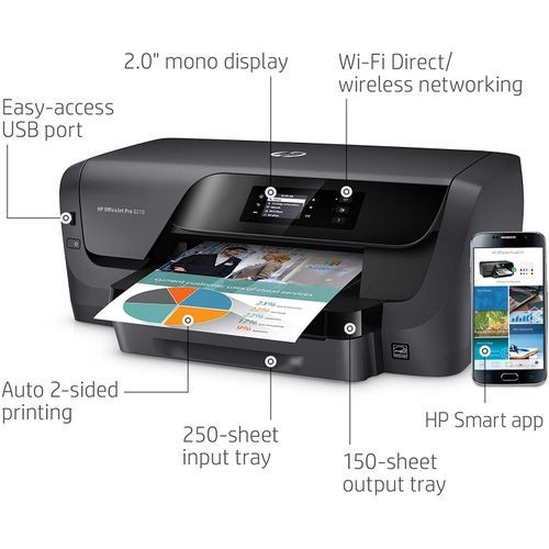 Hp OfficeJet Pro 8210 Wireless Color Printer HP Printers Colored printer - Black