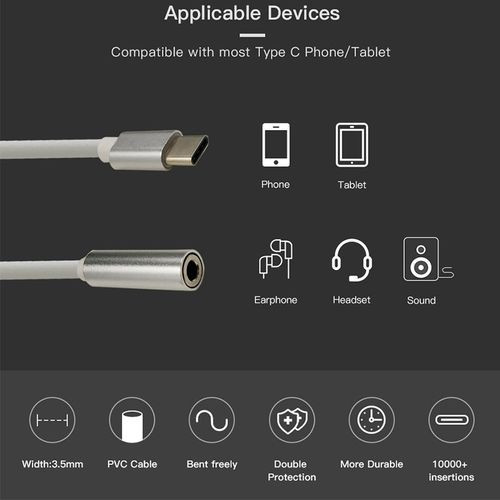 Generic 2in1 Type C Audio Jack to Lightning Adapter Cable for IPhone Audio Pin