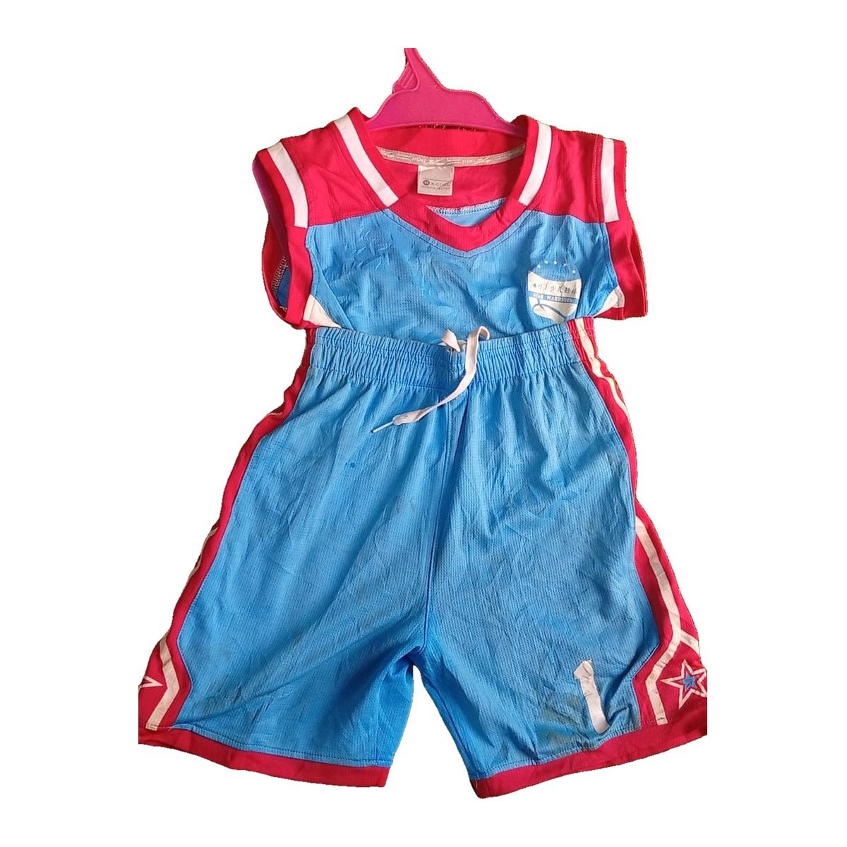 Kids' Blue and Pink Two-Piece Top and Shorts Set