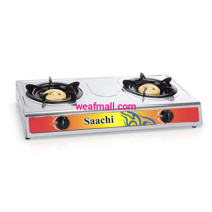Saachi Double Burner Gas Stove NL-GAS-5220-ST | Saachi 2 Burner Automatic Ignition Gas Cooker Stainless Steel – Silver