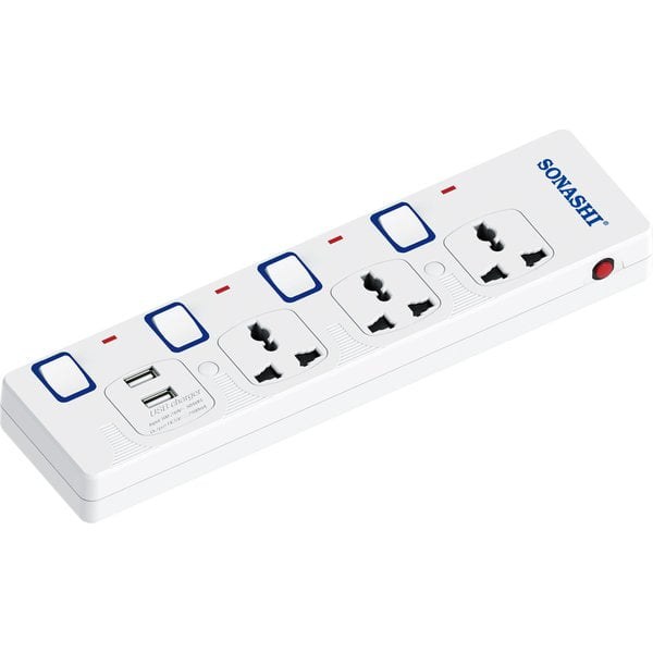 Sonashi 3 Way Extension Socket With USB Port SES-904U