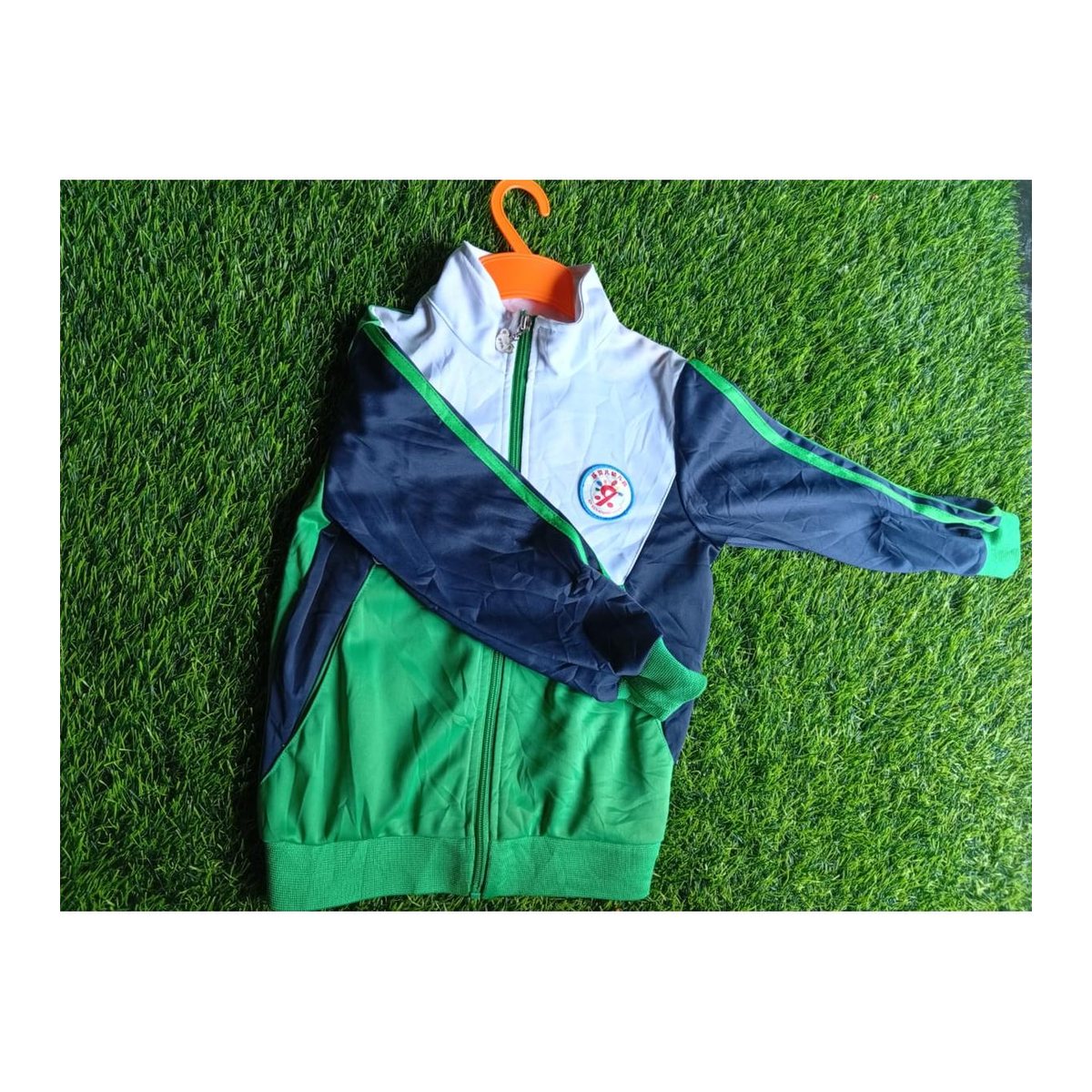 Boys' Green and Navy Hooded Zip Tracksuit Top