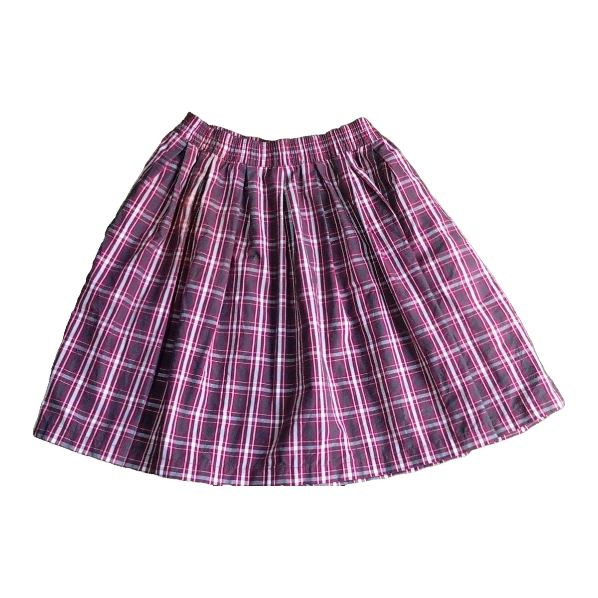 Girls' Maroon Tartan Check Pleated Skirt