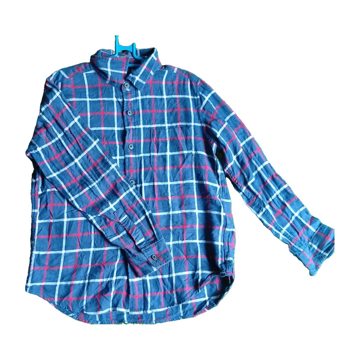 Boys' Navy Grid Check Flannel Shirt