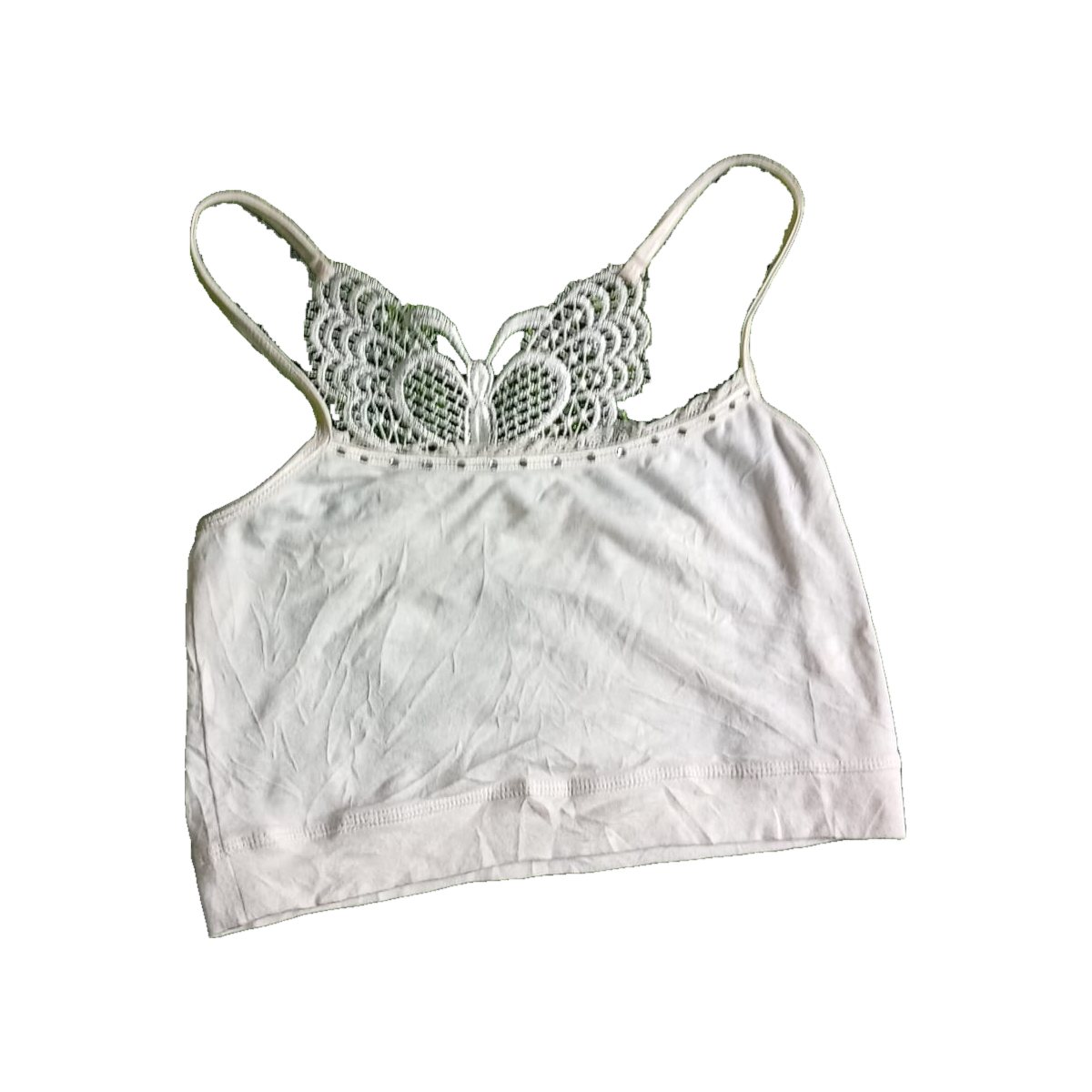 Cream Butterfly Lace Bralette Crop Top
