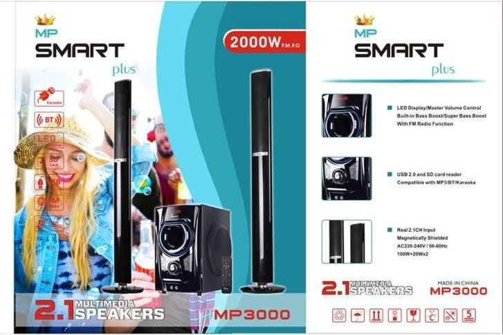Smartplus MP2000 Speaker 2.1 Multimedia Speaker Tall Boy Speakers - Black