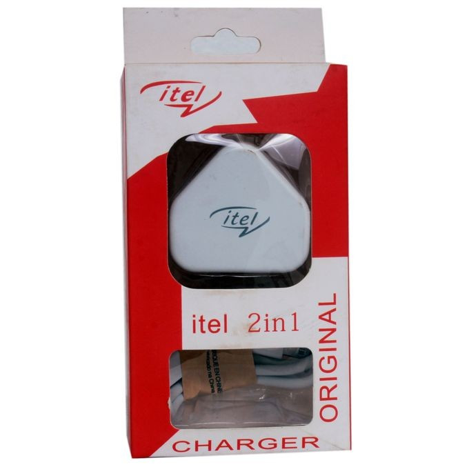 Itel Fast Charger With Adapter & Data Cable - White.