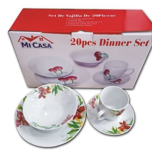 Other Set Of 20 Ceramic Dinner Plates and cups – Color may Vary