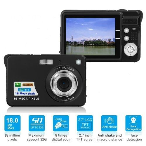 2.7inch 18MP 720P Kid’s Portable Camera – Black
