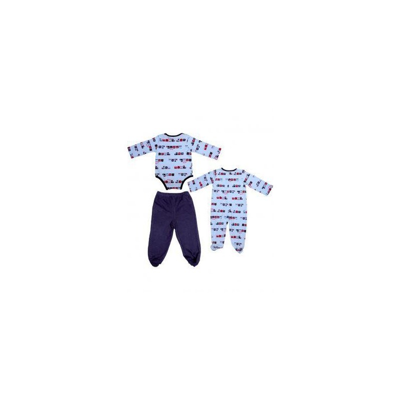 3 Piece Baby Outfit Set – Blue and White