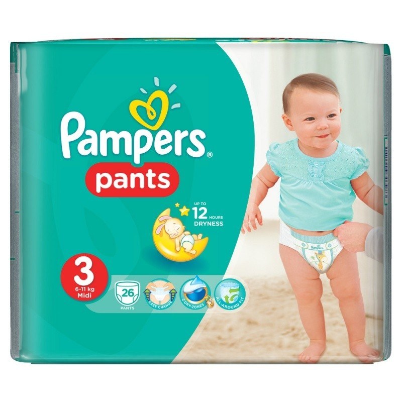 Pampers Pants Diapers, Size 3, Midi, 6-11 Kg