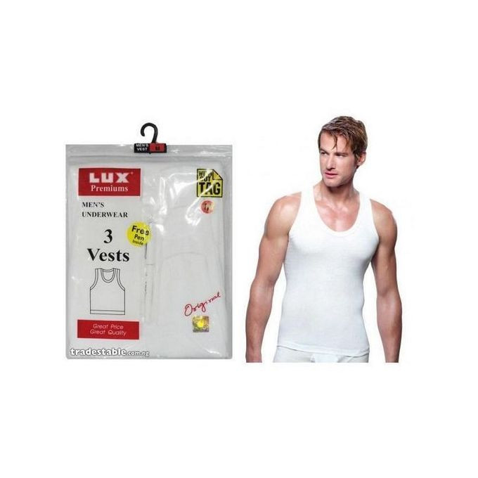 Lux 3 Pack Men's Lux Vest Pure Cotton Vests  men Vest - White