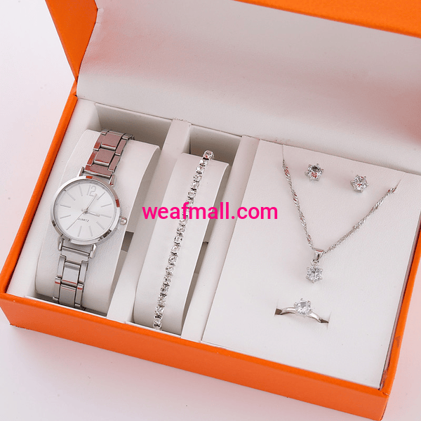 Fashionable Women’s Quartz Watch Bracelet Jewelry Set – Ladies Diamond Wristwatch Gift Set (Excluding Box)
