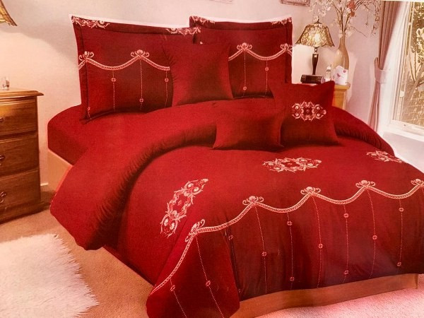 Generic 12 Piece Duvet Floral Bed covers, 6*6 bedsheets Duvet Covers-  Red