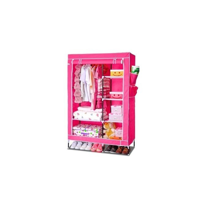 2 Column Wardrobe Portable Wardrobe - Pink