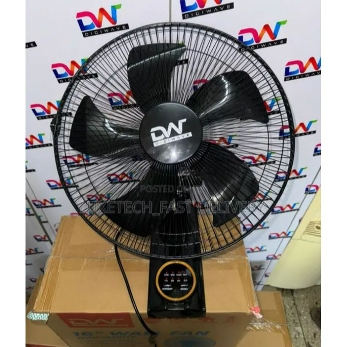 Digiwave Fan 16" Wall Fan With Remote 45W 5 Blade Wing Black