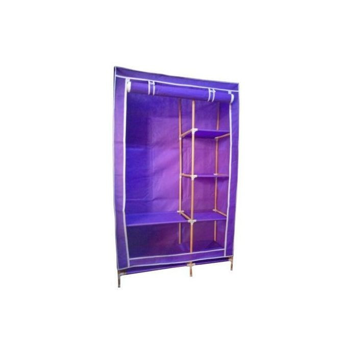 2 Column Cloth & Wooden Frame Portable Wardrobe - Purple
