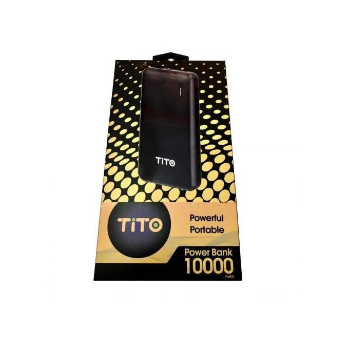 Tito Powerful Portable Power Bank 10000mAh Powerbanks -Black