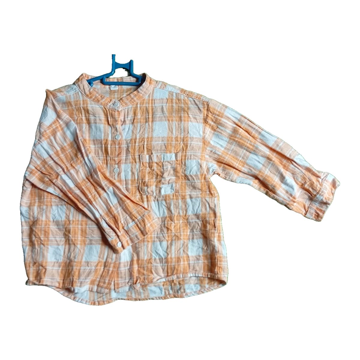Kids' Peach and Pale Blue Check Shirt
