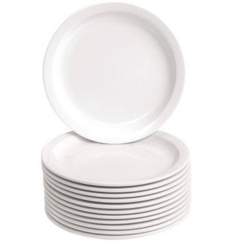 Generic 12 Pieces Melamine Dinner Plates With A Unique Design-White
