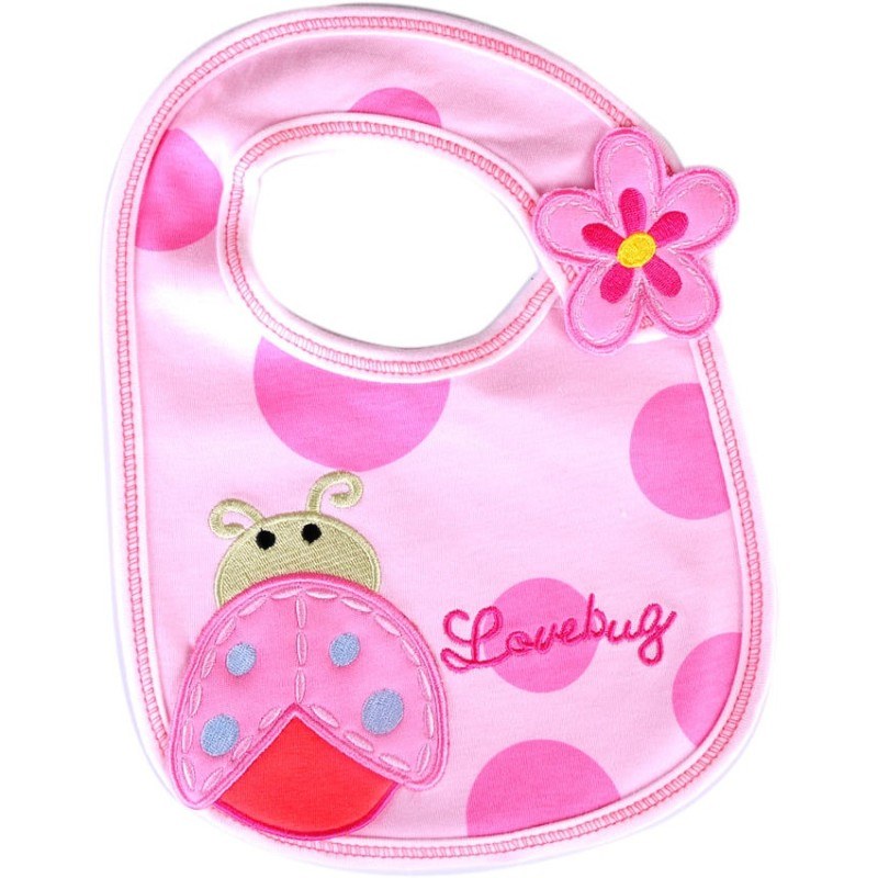 beetle love bug baby bib pink