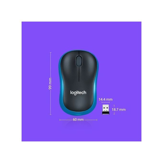 Logitech M186 Wireless Mouse -Black Blue