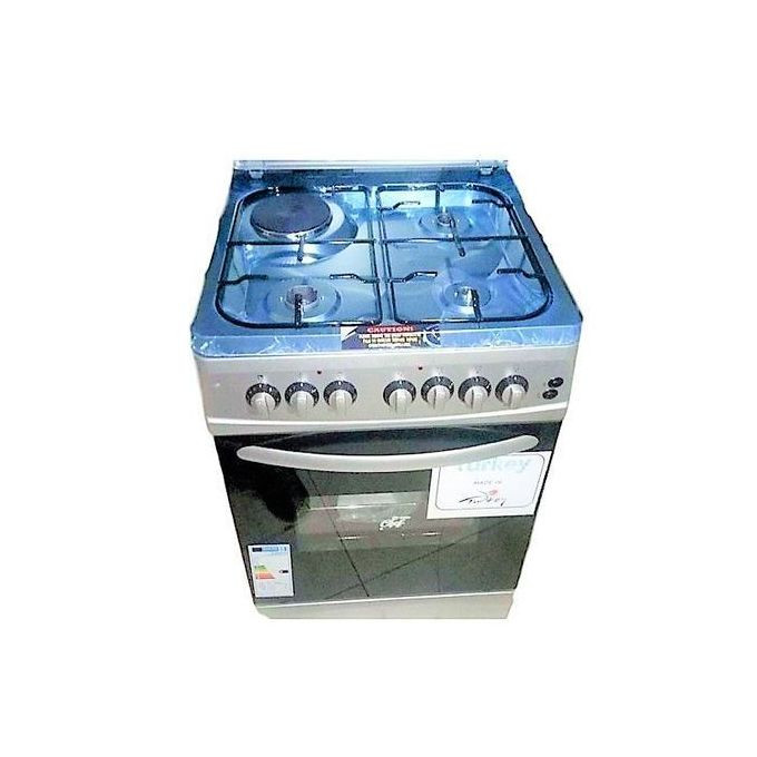 Super Chef 3 Gas + 1 Electric Cooker with Timer and Grill Rotisserie  Gas Cookers - Silver