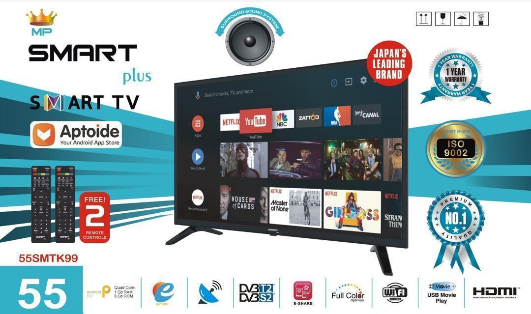Smart Plus Android Tv 55 inch Led TV with Bluetooth Smartplus Tv - Black