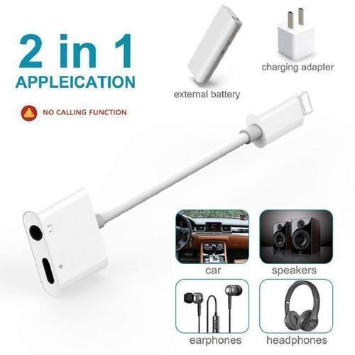 Generic Adapter Jack Splitter Dual Adaptor for iPhone for iPhone 8 Audio and Charge Adapter for iPhone for iPhone 7/8Plus/XR/X/XS/XS max Earphones