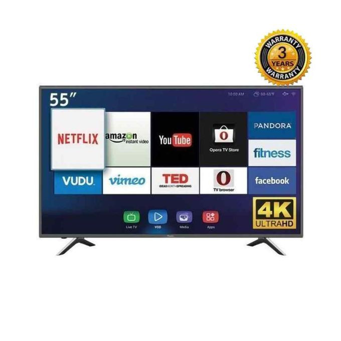 Hisense 55 Inch 4K Ultra HD Smart TV with Built-in WIFI Smart Tv Hisense Tv - Black