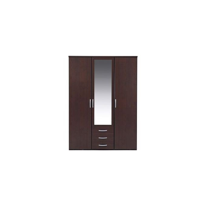 Generic Wardrobe with a Front Mirror - Coffee Brown