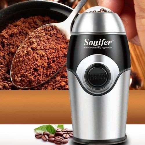 Sonifer Coffee Grinder Portable Electric Coffee Grinder Maker Beans Mill Herbs Nuts,Sliver