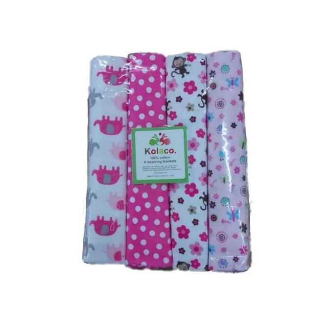 Cozy 4Pcs Cotton Newborn Baby Receiving Bedsheets - Varying Designs, Multicolour