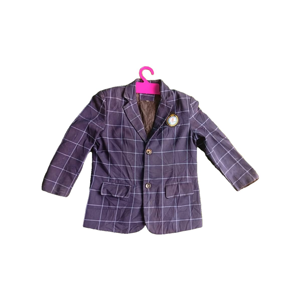 Boys' Navy Windowpane Check School Blazer
