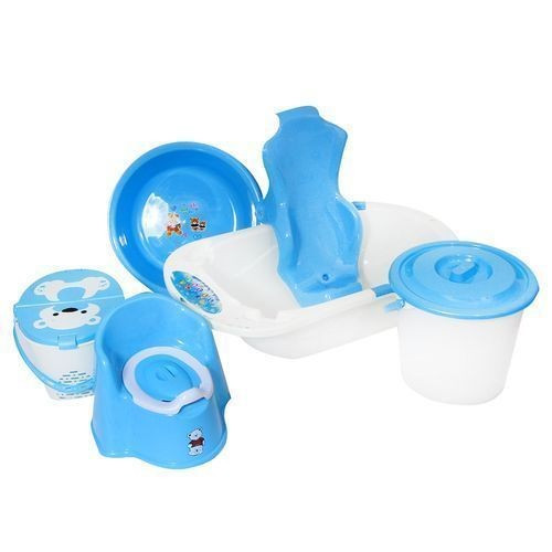 Generic Baby's Bathtub, Basin, Bucket, Basket And A Pot - Blue,White