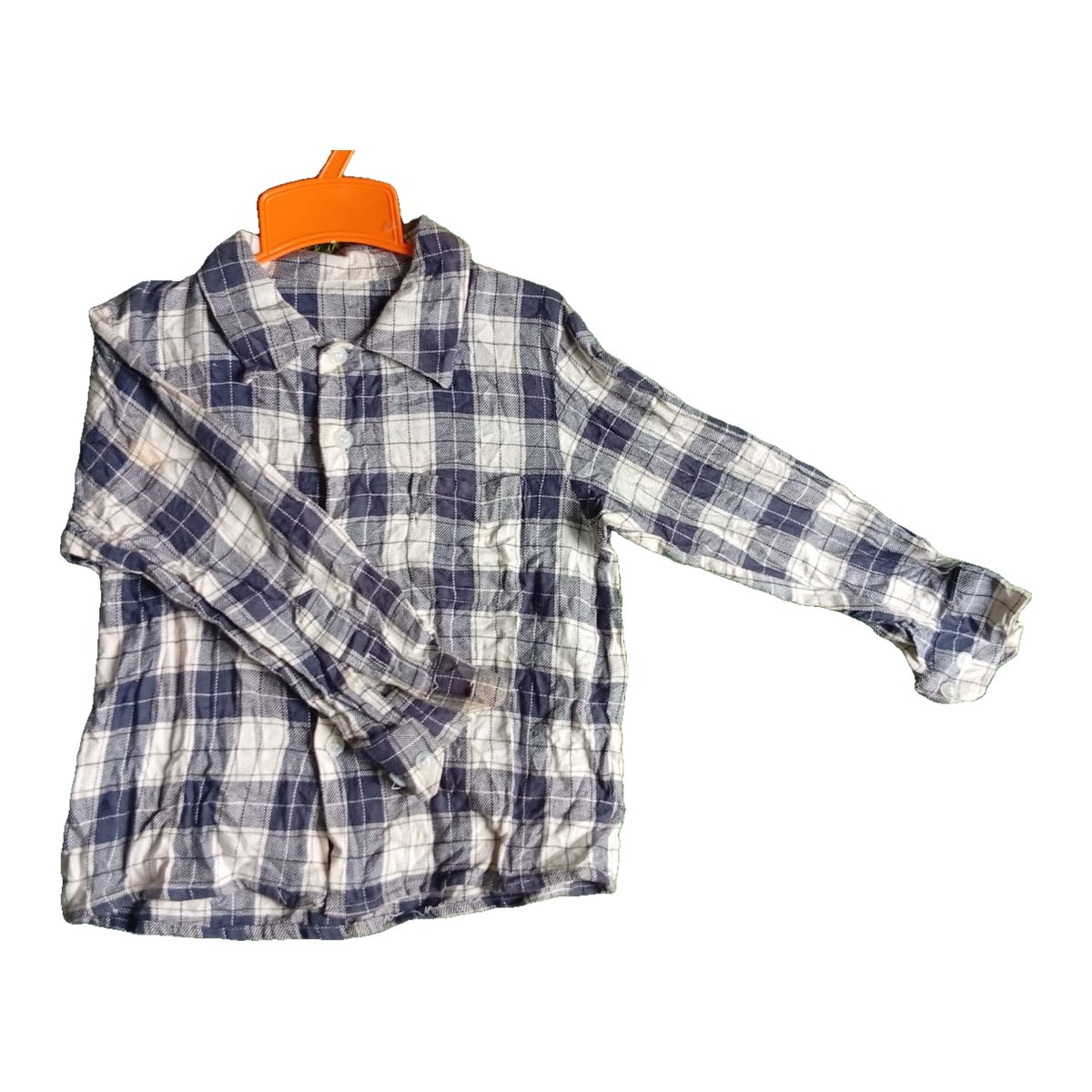 Kids' Navy and Cream Check Flannel Shirt